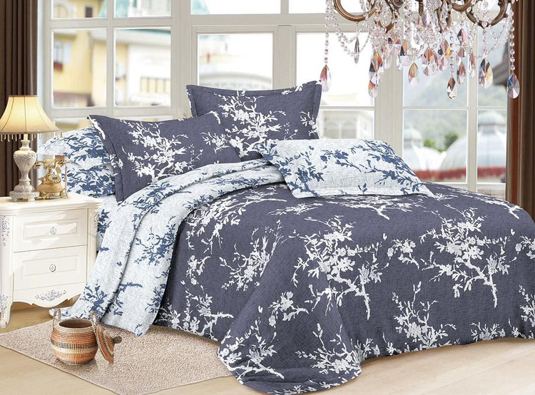 روتختی طرح شاخه دو رو ابی نقره ای دونفره