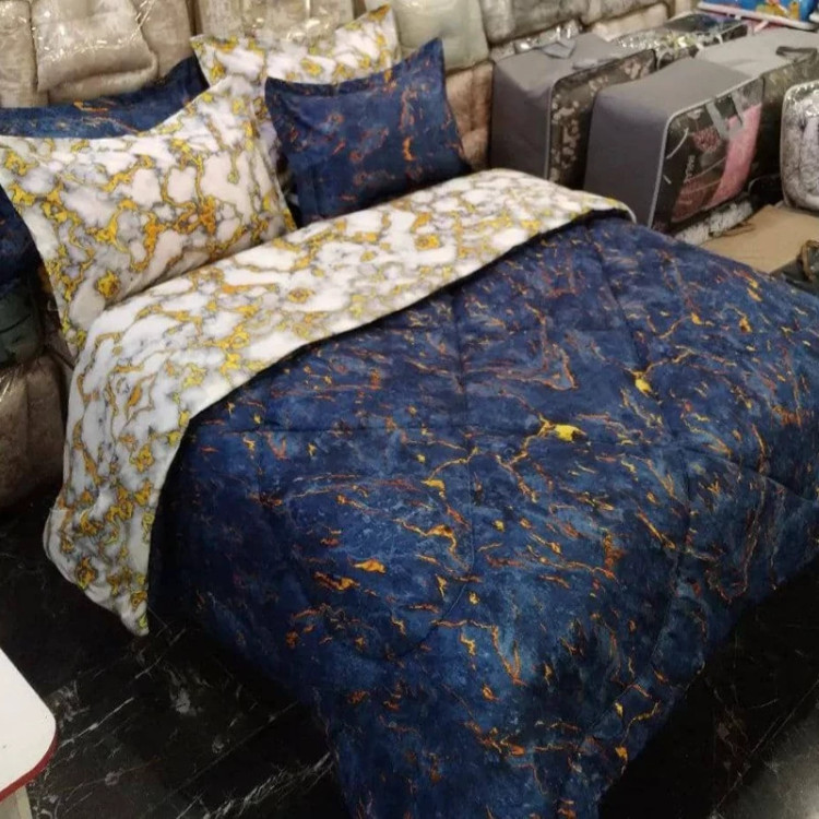 روتختی دونفره طرح سنگ ماربل دو رو با رگه طلایی