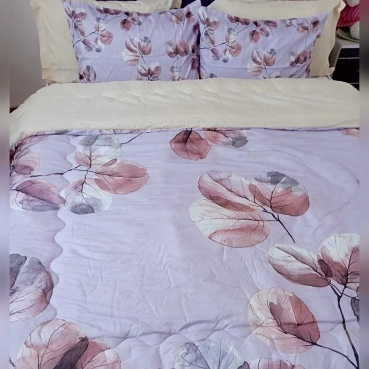 روتختی زمینه کرم موکا روشن طرح برگ ترکسان دونفره