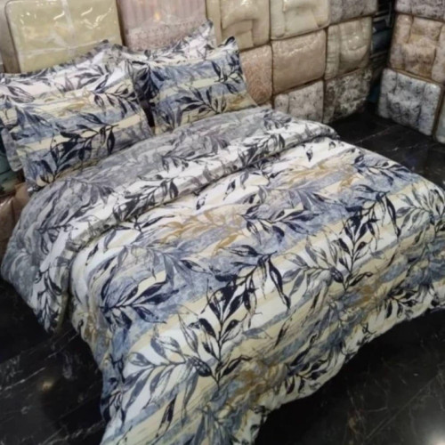 روتختی گلدار دو رو طوسی سفید ابروبادی کرم آبی