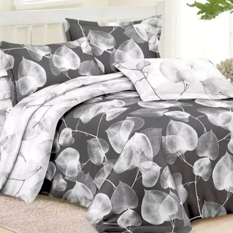 روتختی طرح برگ طوسی سفید ۴تکه