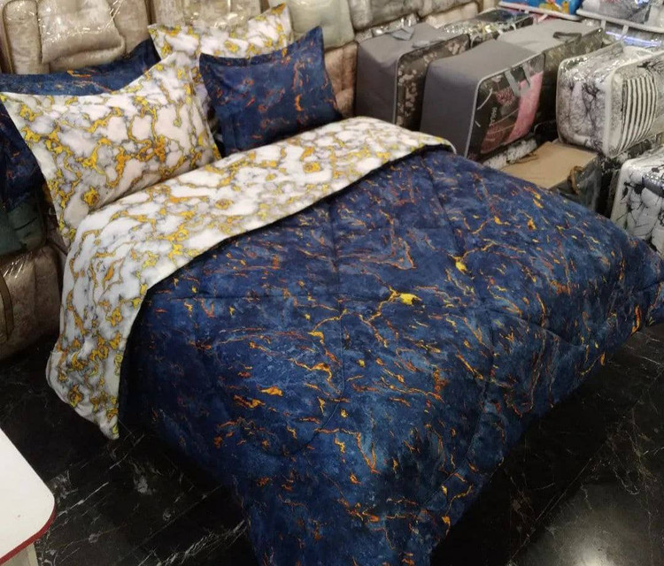 سرویس روتختی ماربل با رگه طلایی یکنفره