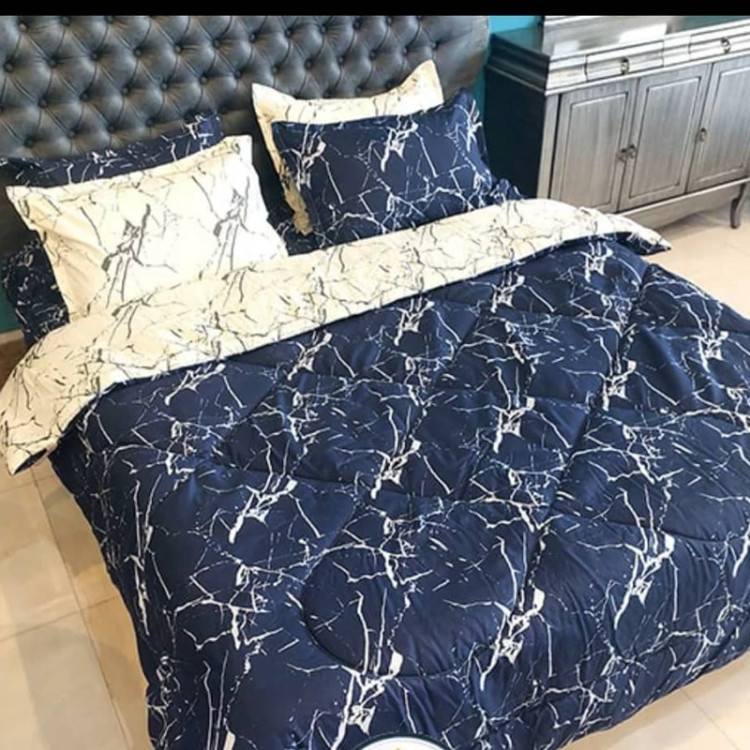 روتختی سفید آبی یکنفره طرح سنگ مرمر