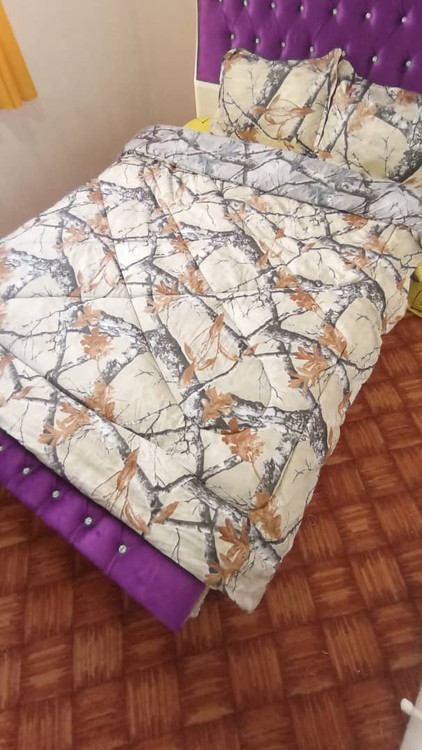 روتختی پاییزی دو رو کرم طوسی دونفرهو۶تکه