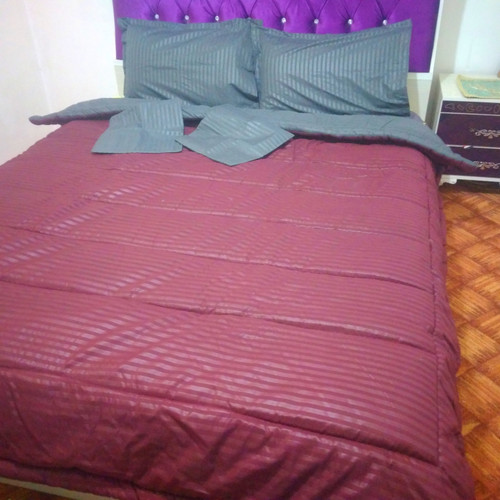 سرویس لحاف روتختی زرشکی طوسی ۶تکه