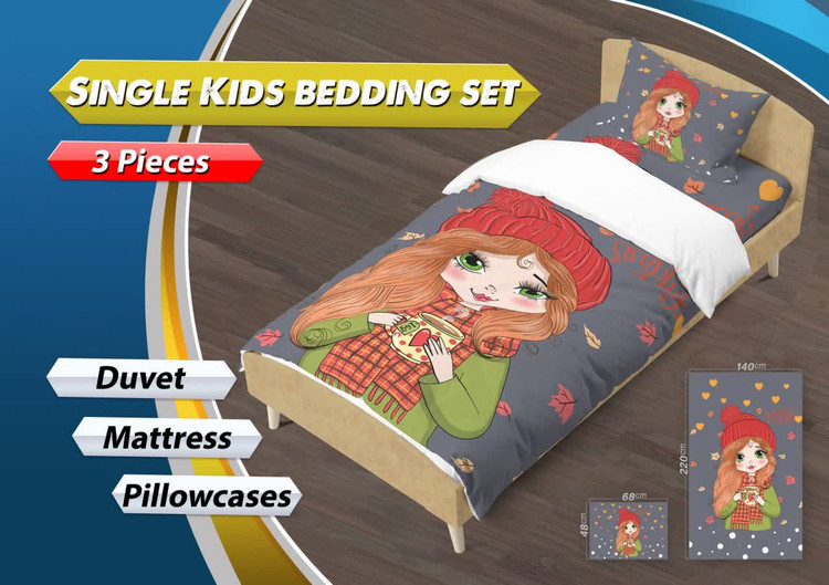 روتختی مخمل سه بعدی دخترکلاه قرمزی یکنفره