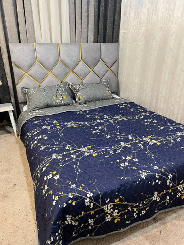 روتختی دونفره پنبه دوزی بهاره سورمه ای طوسی