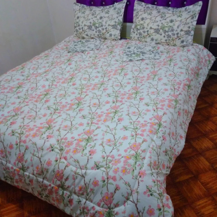 روتختی دونفره دو رو گل صورتی