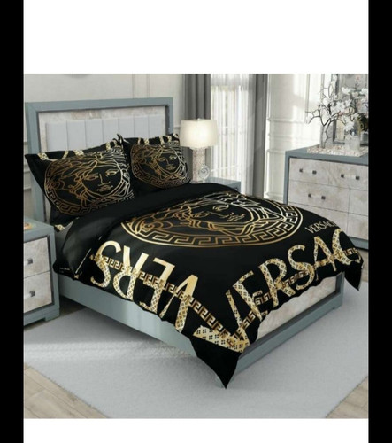 روتختی مشکی طلایی دونفره ۶ تکه سه بعدی