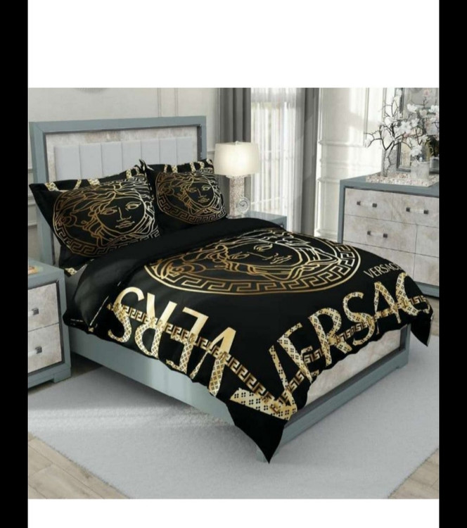 روتختی مشکی طلایی دونفره ۶ تکه سه بعدی