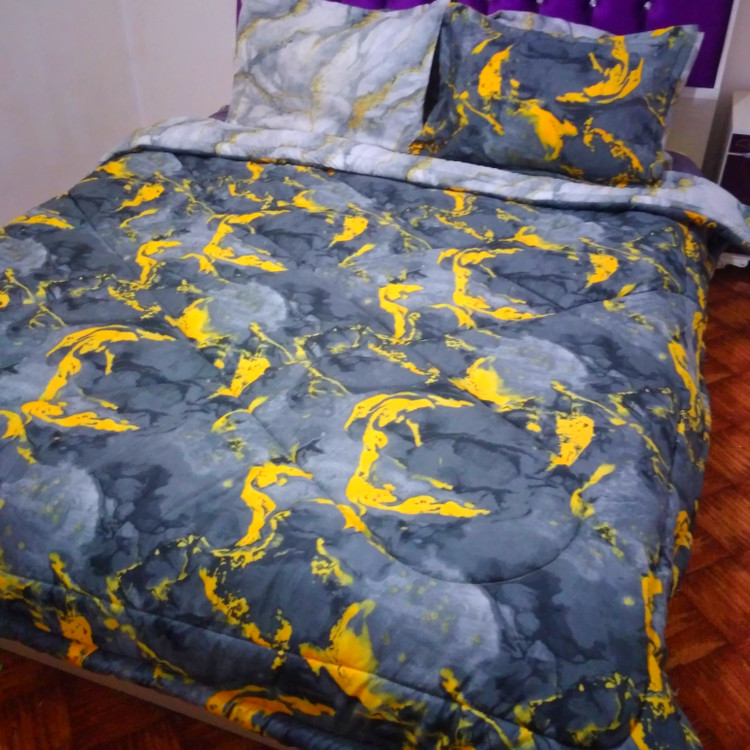 روتختی دونفره ۶تکه طرح سنگ با رگه طلایی