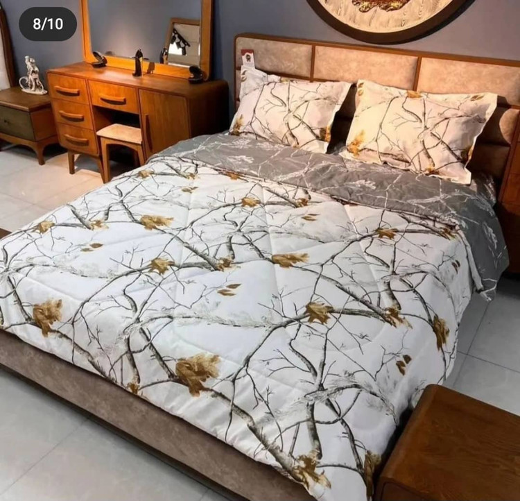 روتختی یکنفره ۴ تکه دو رو سفید طوسی