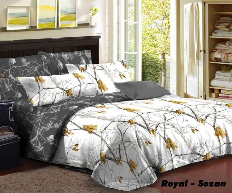 روتختی یکنفره طرح شاخه پاییزی سفید