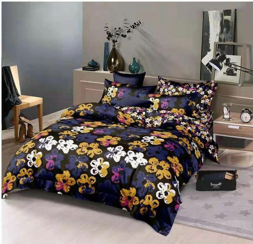 روتختی مشکی دونفره نخ پنبه طرح گل