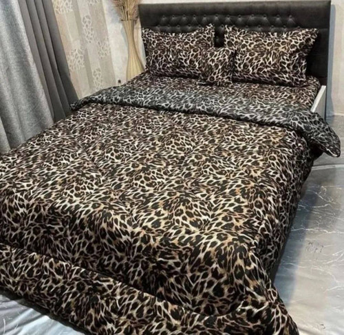 روتختی دونفره طرح پلنگی طوسی قهوه ای