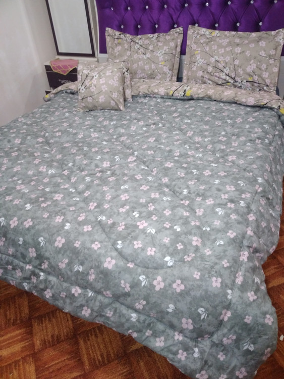 روتختی دونفره طرح گل طوسی ۶ تکه